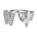 wholesale S925 Sterling Silver European and American Cross-Border Women's Ring with Personalized Letters, Heart, Zircon Inlaid, Adjustable Opening Silver Jewelry for Women-0-26
