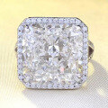 wholesale S925 silver new imported high-carbon diamond 13*13 ring for women, luxurious and fashionable, best-selling in Europe and America-0-0