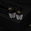 wholesale Sterling Silver Tide Small White 925 Silver Plated Butterfly Earrings Women's New Korean Style Personality Earrings Trendy Versatile Elegant Fashion Accessories-0-2