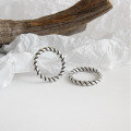 wholesale S925 Sterling Silver Retro Distressed Circle Twist Women's Ring Versatile Silver Jewelry-0-1