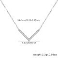 wholesale S925 Sterling Silver Cross-Border Hot Pick V-Shape Micro-Pave Zircon Necklace, Light Luxury Minimalist Design Niche Collarbone Chain-0-5