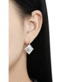 wholesale S925 Sterling Silver 782 Niche European Style Geometric Square Lava Texture Inlaid Diamond Earrings for Women-0-2