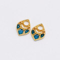 wholesale S925 solid gold-plated silver with enamel openwork earrings, new Chinese-style fashion national trend jewelry-0-2