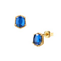 wholesale S925 Silver New Age* Mysterious Royal Blue Zircon Ear Studs for Women, Retro Geometric Style Elegant Earrings-0-4