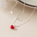 wholesale S925 Silver Nalan Fresh Sweet Ins Style Small Unique Design Exquisite Red Heart Light Bead Necklace Y02119-0-0