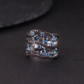 wholesale Luxurious natural topaz ring with unique S925 silver group-set purple crystal, smoky quartz, and colored gemstones, featuring a niche design-0-5