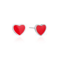 wholesale S925 Sterling Silver Black and Red Heart Stud Earrings, Korean Style Minimalist Niche Design Resin Enamel Drop Earrings Wholesale-0-4