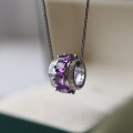 wholesale S925 Silver Natural Amethyst Lu Lu Tong Pendant Necklace with Colorful Diamonds Circle Fashion Necklace-0-5