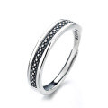 wholesale S925 Sterling Silver Geometric Minimalist Open Adjustable Ring for Women, Japanese Korean Retro Fashion Creative Niche Design-0-5