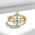 wholesale S925 Silver Plated 18K Gold 8*10mm Oval Cut Moissanite Ins-Style Engagement Ring for Women, Stackable Nesting Ring Set-0-2