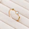 wholesale S925 Sterling Silver Plated 14K Gold Aquamarine Green Peridot Ring for Women, Fashionable Luxury Design Diamond Gift-0-3