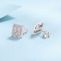 wholesale S925 Sterling Silver New Square Sugar Moissanite Stud Earrings, Sweet and Elegant, Popular Among Internet Celebrities and Anchor Sales-0-2