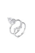 wholesale S925 Sterling Silver Moissanite Teardrop Stackable Ring Set for Women, Small and Minimalist Style, Bestseller-0-6