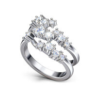 S925 Adjustable Stackable Moissanite Birthday Couple Ring-White Gold  US Size 8
