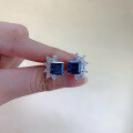 wholesale S925 Sterling Silver New Royal Blue 8*8mm High Carbon Diamond Petite and Versatile Fashion Hot-Selling European and American Style-0-3