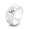 wholesale S925 Silver French Resin Tulip Flower Sweet and Elegant Creative Design Adjustable Ring-0-5