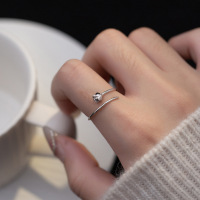wholesale S925 Sterling Silver Minimalist Line Tulip Ring Adjustable Opening Index Finger Ring R01113-S925 silver ring Adjustable opening