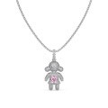 wholesale S925 Sterling Silver Light Luxury High-End Pink Heart Zircon Pendant Necklace for Exquisite Girls and Boys-0-7