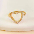 wholesale Silver 25 Gold-Plated Openwork Heart Ring with Surrounding Accents, Petite and Elegant, for Live Streaming and Cross-Border Xiaohongshu-0-2