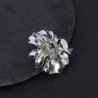 wholesale S925 Silver Designer Natural Amethyst and Green Quartz Floral Brooch, High-End Gemstone Brooch-Natural Green Amethyst Brooch 925 Silver