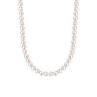 wholesale S925 Sterling Silver Retro Geometric Bead Necklace With Zircon Pendant, Simple And Elegant-A3494-White Gold/6mm 925 Silver