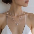 wholesale S925 Sterling Silver Transparent Fishline Teardrop Necklace For Women, Iridescent Fairycore With Imitation Moonstone, Chic And Sophisticated-0-4