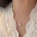 wholesale S925 Sterling Silver Water Drop Three-Dimensional Treasure Bottle Necklace for Women, Korean New Minimalist Style Collarbone Chain-0-2