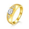 wholesale Silver Plated 18k Gold Minimalist Classic 1 Carat Moissanite Engagement Ring Unisex Valentine's Gift-0-6