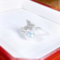 wholesale S925 Sterling Silver Korean Ultra Fairy Ins Style High-End Butterfly Ring for Women with Freshwater Pearl Index Finger Ring-0-5