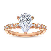 wholesale 925 Sterling Silver Best-Selling Amazon Water Drop Zircon Jewelry Elegant and Luxurious Wholesale Women's Ring-Rose Gold>US Size 9#