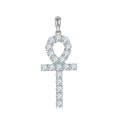 wholesale S925 Sterling Silver European and American Key Cross Pendant Set with 4mm Moissanite Hip-Hop Full Diamond Collarbone Necklace-0-6