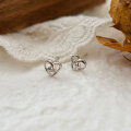 wholesale Sterling Silver S999 Hollow-out Interwoven Heart Earrings, Small and Fresh, Niche Luxury, Korean Trendy-0-5