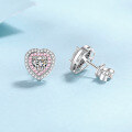 wholesale S925 sterling silver ear stud with 1 carat heart-shaped moissanite, sweet and elegant earrings, popular style in stock-0-2