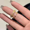 wholesale S925 Sterling Silver Vintage Brushed Single Diamond Ring Minimalist Band Light Luxury Versatile Exquisite Unique Couple Matching Rings Diamond Wedding Ring-0-3