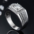 wholesale S925 Sterling Silver Moissanite Simulated Diamond Men's Domineering Ring, European and American Style Personality E-commerce Amazon Best Seller-0-2