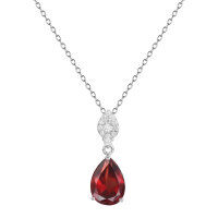 wholesale S925 silver French romantic new design jewelry amethyst gemstone pendant with natural moonstone necklace-Natural Pomegranate Necklace>925 Silver