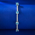 wholesale S925 Silver New Style Imported High Carbon Diamond 5*5 Aqua Ice Flower Cut Bracelet for Women, Simple and Elegant-0-2