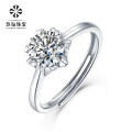 S925 Silver Moissanite Six-Claw Light Luxury Adjustable Ring-0-12