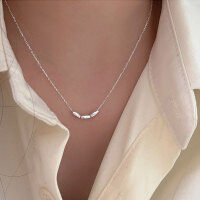 wholesale S925 Sterling Silver Light Luxury Olive Bead Necklace for Women, Korean Autumn New Arrival, High-End Minimalist Style Collarbone Chain-Pure silver (40+5CM)
