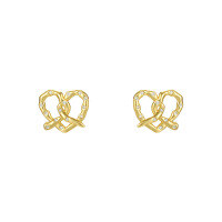 wholesale S925 Sterling Silver Alkaline Water Knot Hollow-out Heart Zircon Earrings, French-style, Niche, Versatile Cross-border-E4562-Gold 925 Silver