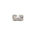 wholesale S925 Silver Double-Layer Cross Ring for Women, Minimalist Style, Fashionable, Niche, High-End, Twisted Band-0-4