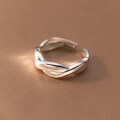 wholesale 925 Sterling Silver Minimalist Cross Line Ring, Trendy and Edgy Personality Ins Style Index Finger Ring R00833-0-3