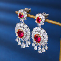 wholesale Metal S925 Sterling Silver with K Gold Plating and Gemstone Inlaid, New Palace Style Luxury Stud Earrings for Women, High-End Minimalist Wind-Earrings (including sterling silver earplugs)