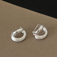 wholesale S925 Sterling Silver Heavy Work Double-Layer Frosted Ear Clasp High-End Women's Light Luxury Brushed Arc Earrings Fashionable Trendy Hoop Earrings-Brushed Earrings-Silver 925 Silver