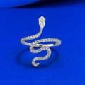 wholesale Silver/Gold New Year of the Snake Coiled Serpent Ring Fashionable Full Diamond Light Luxury Dynamic Niche Design-0-0