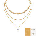 Metal French Three-Layer Long Layered Necklace for Women, Summer Minimalist Ins Style Fade-Resistant Luxury Niche-0-17