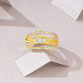925 Silver Moissanite Multi-Loop Line Design Ring-0-2
