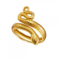 wholesale S925 Sterling Silver Open Snake Ring, A Trendy And Creative Ins-style Snake-shaped Open Ring Accessory Popular In Europe And America-Gold color Adjustable opening