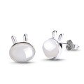 wholesale 925 Sterling Silver with Certificate, Tianshan Jade Earrings for Women, Light Luxury, Zodiac Rabbit, Inlaid Jade Earrings and Studs-0-4