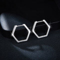 wholesale S925 Sterling Silver New Hexagonal Geometric Stud Earrings for Women with High-End Moissanite-0-2